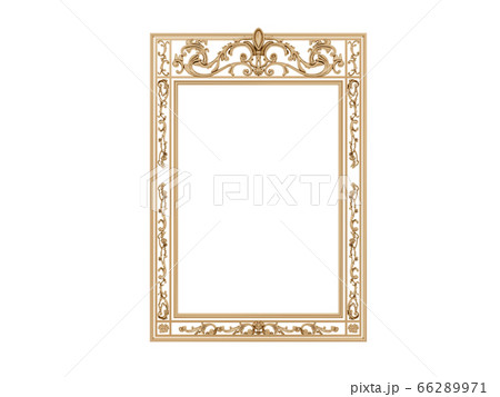 Golden vintage frame. Isolate mirror. Design retro element. physical realistic reflection . 66289971