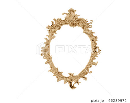 Golden vintage frame. Isolate mirror. Design retro element. physical realistic reflection . 66289972