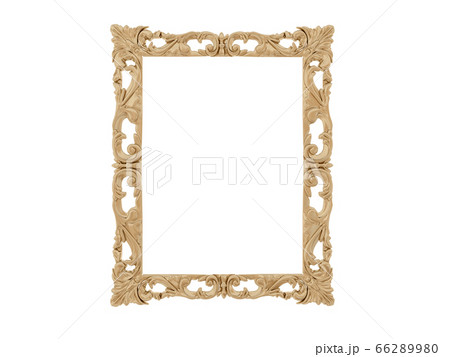 Golden vintage frame. Isolate mirror. Design retro element. physical realistic reflection . 66289980