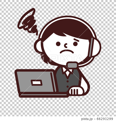 Operator Call Center Woman Laptop Dissatisfied Stock Illustration