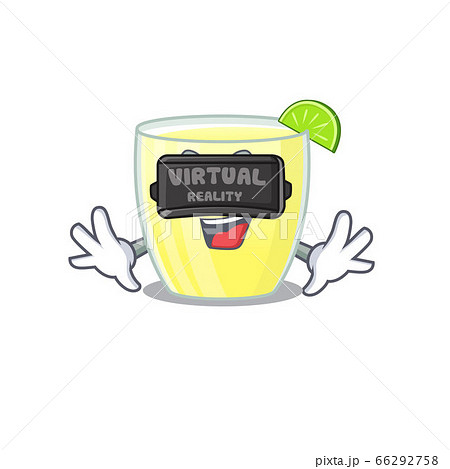 A cartoon image of daiquiri cocktail using modern Virtual Reality headset A cartoon image of daiquiri cocktail using modern Virtual Reality headset 66292758