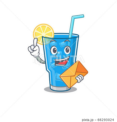 A picture of cheerful blue lagoon cocktail cartoon design with brown envelope 66293024