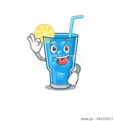 Blue lagoon cocktail mascot design style showing Okay gesture finger 66293025