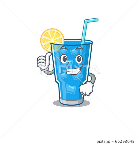 Blue lagoon cocktail cartoon character design showing OK finger Blue lagoon cocktail cartoon character design showing OK finger 66293048