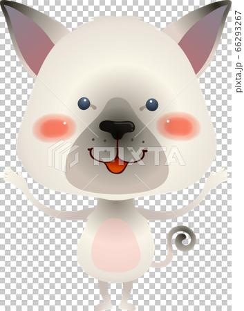 シャムが正面向きで両手を上げて立っているイラスト 66293267