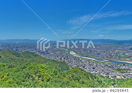 金華山 展望台より岐阜市内 高解像度版 岐阜県岐阜市千畳敷下 金華山山頂の写真素材