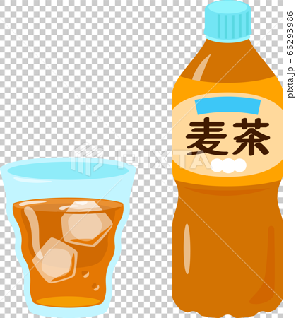 Barley Tea With Plastic Bottle And Glass Stock Illustration