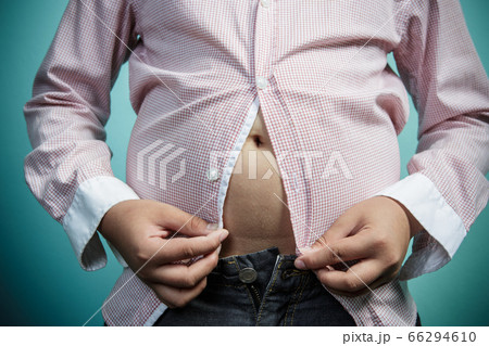 Fat boy can't button up his shirt, Healthy and Fat boy can't button up his shirt, Healthy and 66294610