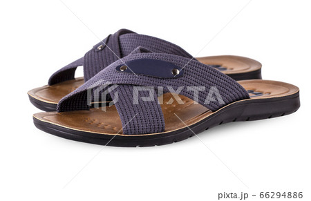 man sandals leather isolated on white background. 66294886