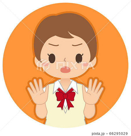 Noサインをする女子学生のアイコンのイラスト素材
