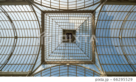 Glass roof of Crystal Palace in the Retiro Park, Madrid, Spain. 66295529