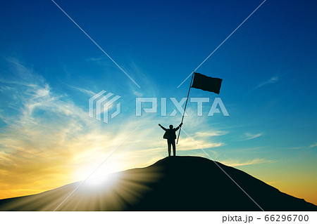 Concept of success, Silhouette of business man Concept of success, Silhouette of business man 66296700