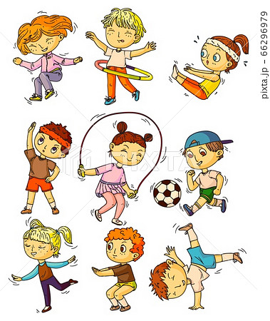 Kids Sports Children Working Out Doing Sportsのイラスト素材