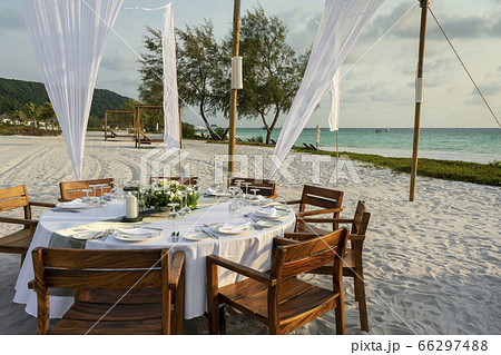 romantic wedding table design at sunset outside on romantic wedding table design at sunset outside on 66297488