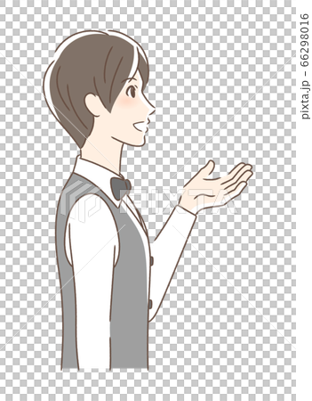 笑顔で手を差し出す男性の横顔 笑顔で手を差し出す男性の横顔 66298016