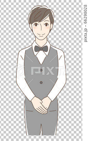 手を揃えて立つ正面向きの男性 66298028