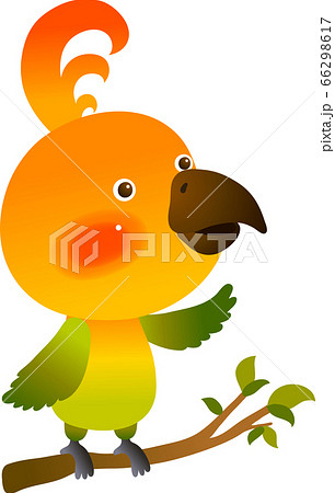 オウムが横向きで木の枝に座っているイラスト 66298617