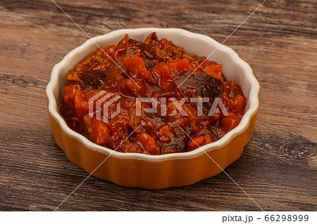 Eggplant saute with tomato and herbs Eggplant saute with tomato and herbs 66298999
