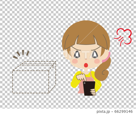点線の箱とスマートフォンを操作して怒る女性 66299146