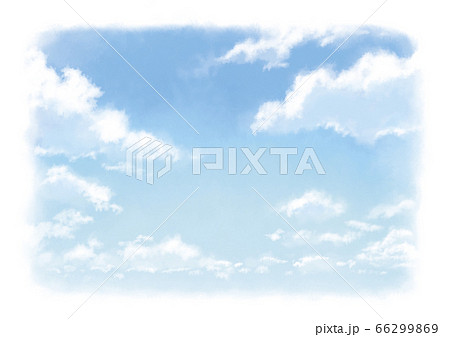 美しい空に浮かぶ雲の水彩イラストのフレームのイラスト素材