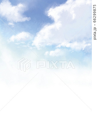 美しい空に浮かぶ大きな雲の水彩イラストのフレームのイラスト素材