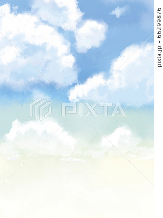 空に浮かぶ雲の美しい水彩イラストのイラスト素材