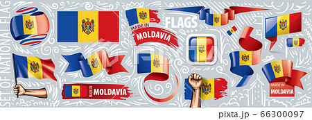 Vector set of the national flag of Moldavia in various creative designs 66300097