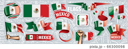 Vector set of the national flag of Mexican in various creative designs 66300098