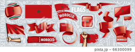 Vector set of the national flag of Morocco in various creative designs 66300099