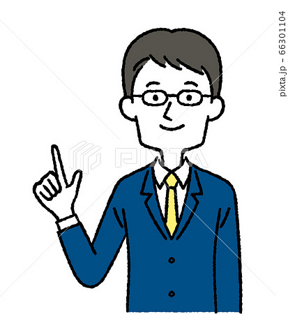 指差しポーズのビジネスマンのイラスト素材