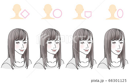 美容 顔型別ヘアスタイルイラストのイラスト素材