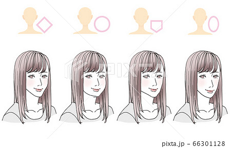 美容_顔型別ヘアスタイルイラスト 美容_顔型別ヘアスタイルイラスト 66301128