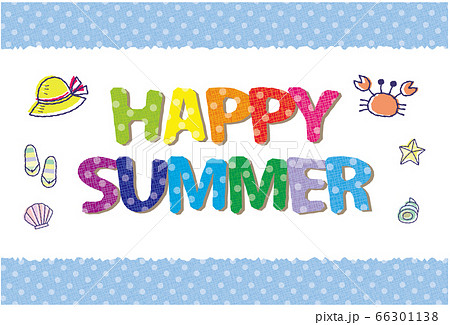 夏の素材 暑中お見舞い Happy Summer ポストカードのイラスト素材
