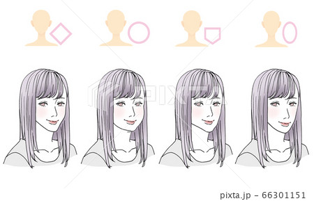 美容_顔型別ヘアスタイルイラスト 美容_顔型別ヘアスタイルイラスト 66301151