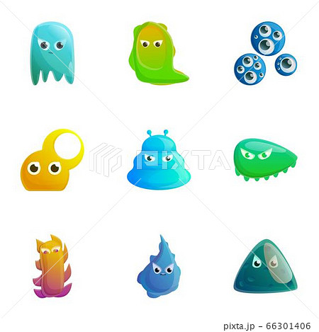 Mystery monster icon set, cartoon style 66301406
