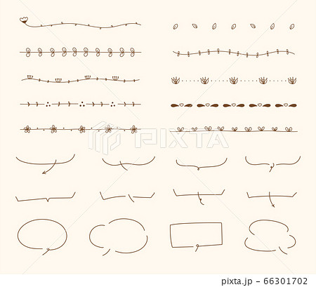 手書きの線のセット 吹き出し おしゃれ かわいいのイラスト素材