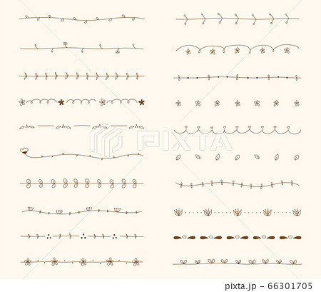 手書きの線のセット 仕切り おしゃれ かわいいのイラスト素材