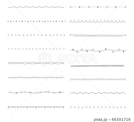手書きの線のセット 仕切り おしゃれ かわいいのイラスト素材