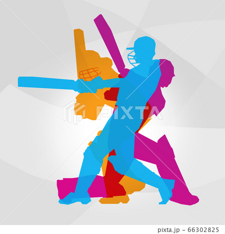 Passionate Professional Cricket Athlete in Action Logo Clipart 66302825