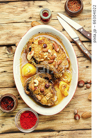 Baked fish steak. 66304022