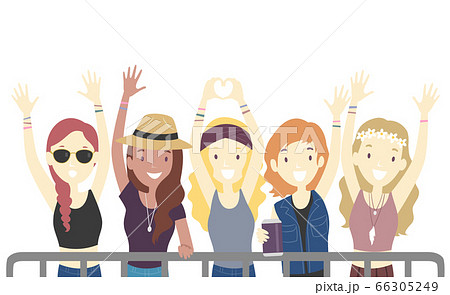 Teen Girls Festival Cheer Illustration 66305249