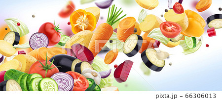 Falling mix of different vegetables isolated on white background Falling mix of different vegetables isolated on white background 66306013