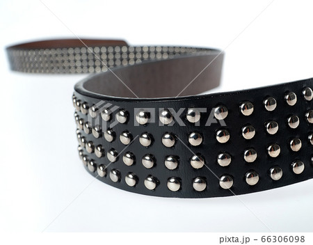 leather belt on white background 66306098