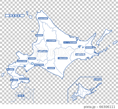 北海道地図 シンプル白地図 総合振興局・振興局 66306111