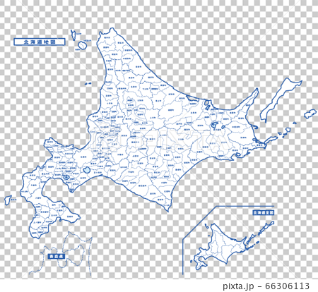 Hokkaido Map Simple White Map Municipalities Stock Illustration