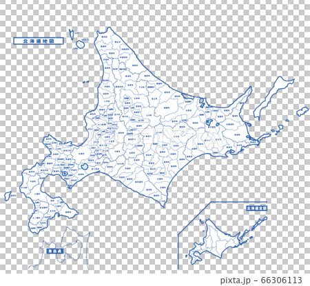 北海道地図 シンプル白地図 市区町村のイラスト素材