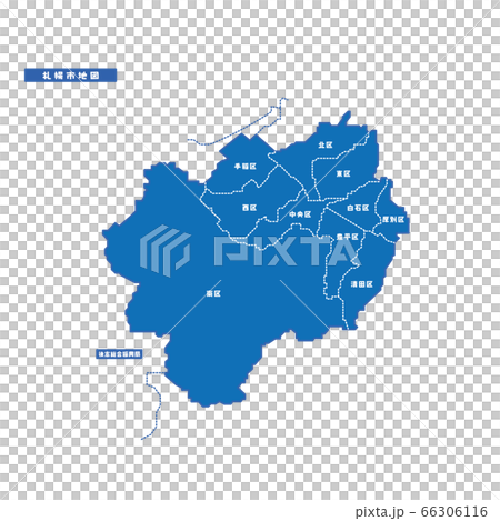 札幌市地図 シンプル青 市区町村 66306116