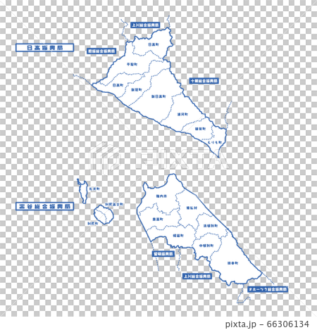 日高振興局・宗谷総合振興局地図 シンプル白地図 市区町村 日高振興局・宗谷総合振興局地図 シンプル白地図 市区町村 66306134