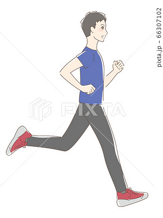 ランニング ジョギングする男性のイラスト素材