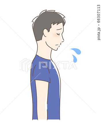 悲しむ男性の横顔のイラスト素材